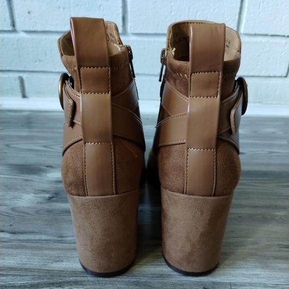 Vionic Tenley Brown Water Resistant Suede Leather Block Heeled Ankle Booties 9 - Picture 3 of 6